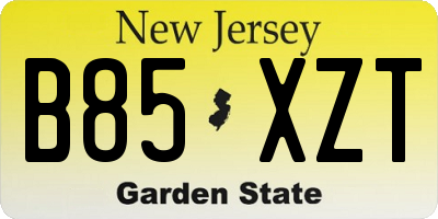 NJ license plate B85XZT