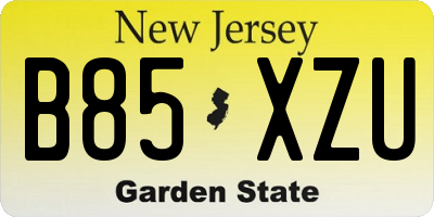 NJ license plate B85XZU
