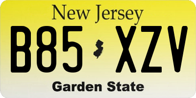 NJ license plate B85XZV