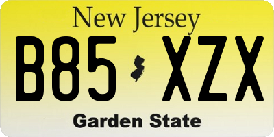 NJ license plate B85XZX