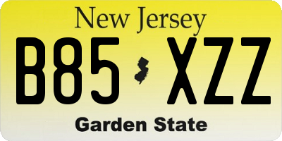 NJ license plate B85XZZ