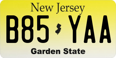 NJ license plate B85YAA