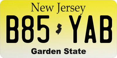 NJ license plate B85YAB