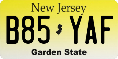 NJ license plate B85YAF