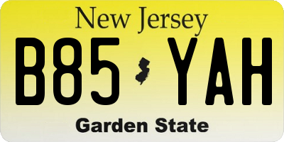 NJ license plate B85YAH