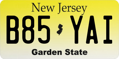 NJ license plate B85YAI