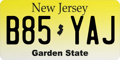 NJ license plate B85YAJ