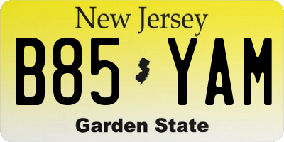 NJ license plate B85YAM