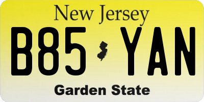 NJ license plate B85YAN