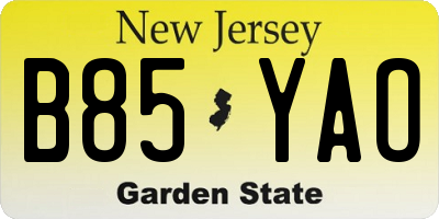 NJ license plate B85YAO