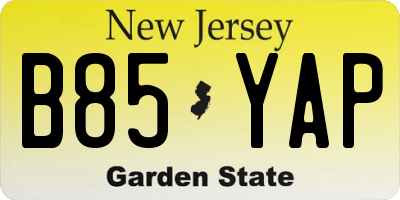 NJ license plate B85YAP