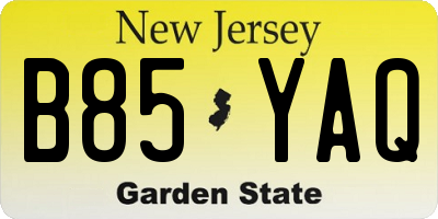 NJ license plate B85YAQ