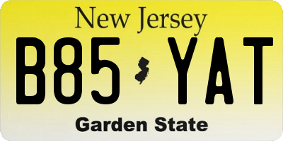 NJ license plate B85YAT