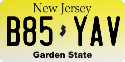 NJ license plate B85YAV