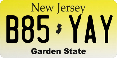 NJ license plate B85YAY