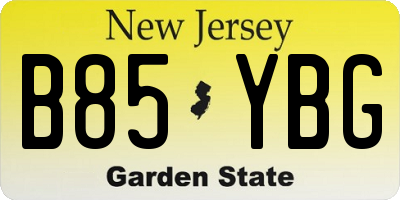 NJ license plate B85YBG