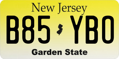 NJ license plate B85YBO
