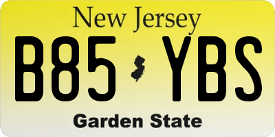NJ license plate B85YBS