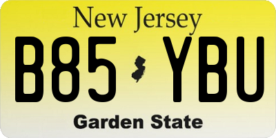 NJ license plate B85YBU