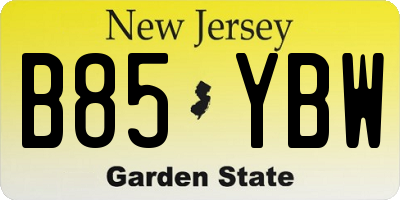 NJ license plate B85YBW