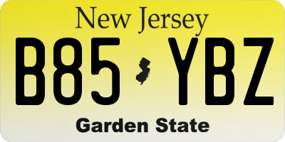 NJ license plate B85YBZ