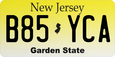 NJ license plate B85YCA
