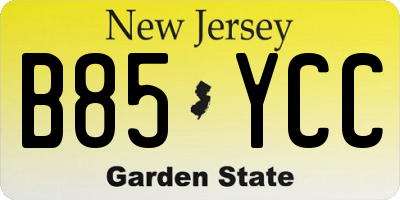NJ license plate B85YCC