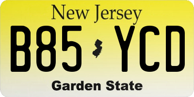 NJ license plate B85YCD