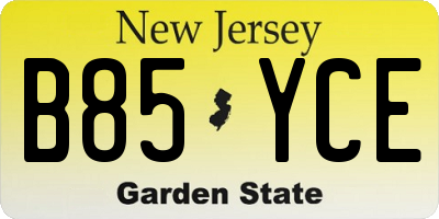 NJ license plate B85YCE