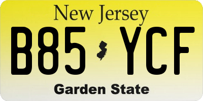 NJ license plate B85YCF