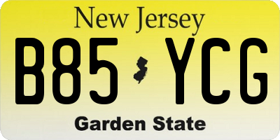 NJ license plate B85YCG