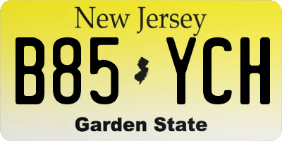 NJ license plate B85YCH