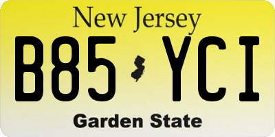 NJ license plate B85YCI