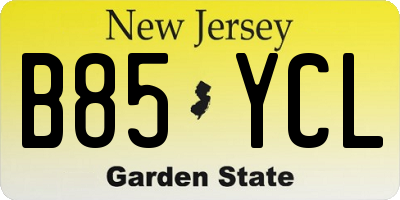 NJ license plate B85YCL