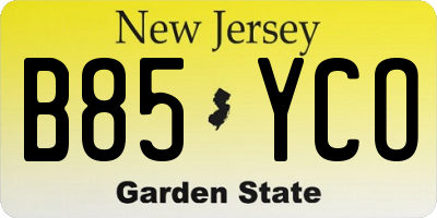 NJ license plate B85YCO
