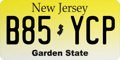 NJ license plate B85YCP