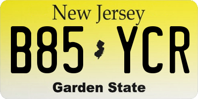 NJ license plate B85YCR