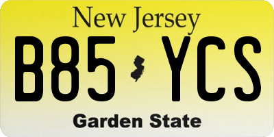 NJ license plate B85YCS