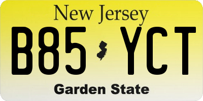 NJ license plate B85YCT