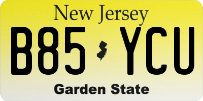 NJ license plate B85YCU