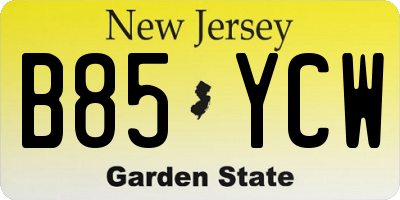 NJ license plate B85YCW