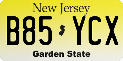 NJ license plate B85YCX
