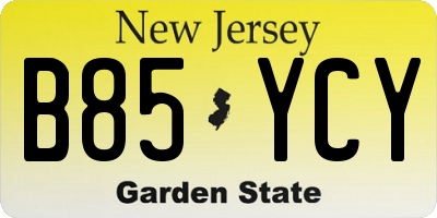 NJ license plate B85YCY