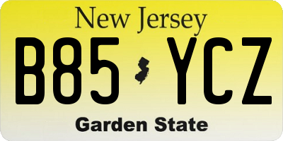NJ license plate B85YCZ