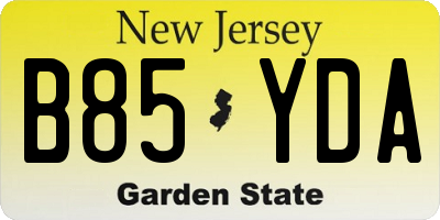 NJ license plate B85YDA