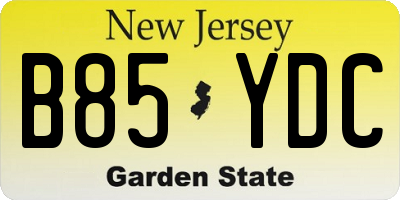 NJ license plate B85YDC