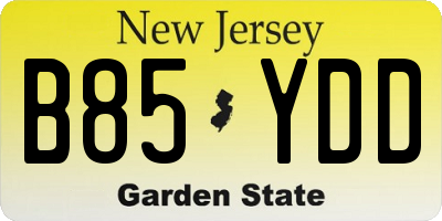 NJ license plate B85YDD
