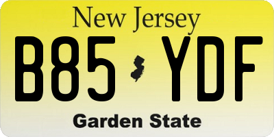 NJ license plate B85YDF