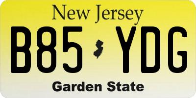 NJ license plate B85YDG