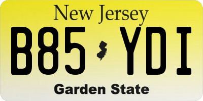 NJ license plate B85YDI
